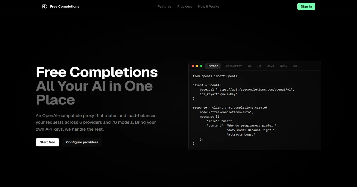 Free Completions